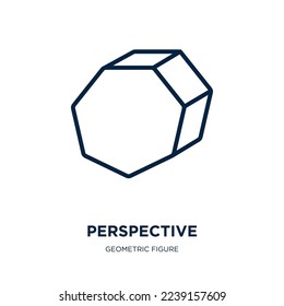Perspektivsymbol aus der geometrischen Figurensammlung. Dünne lineare Perspektive, geometrische, runde Umrisssymbol einzeln auf weißem Hintergrund. Zeilensymbol, Symbol für Web und Mobile