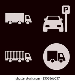 perspective icon set with parked car and truck vector illustration