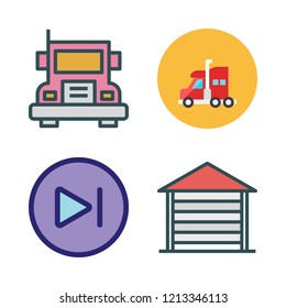 perspective icon set. vector set about next, garage and truck icons set.