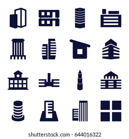 Perspective icons set. set of 16 perspective filled icons such as business centre, house building, building