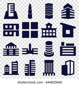 Perspective icons set. set of 16 perspective filled icons such as business centre, house building, building