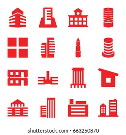 Perspective icons set. set of 16 perspective filled icons such as business centre, house building, building