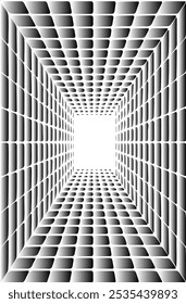 Perspective illustration of a square tunnel structure.