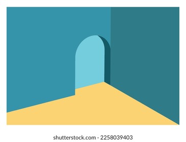 Perspektive isometrische geometrische Bogenhintergrund minimale Architektur Design Idee 