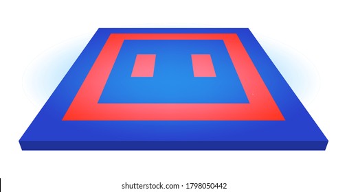 Perspective isometric Karate judo taekwondo carpet mat tatami vector illustration on white background . Vector illustration