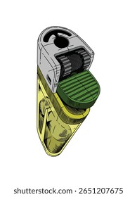 Perspective lighter illustration, isolated white background
