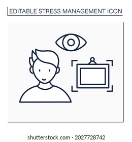 Perspective Line Icon. Look At Big Picture. Take Stressful Situations Perspective.Rethinking. Acceptance. Mental Health Concept. Isolated Vector Illustration. Editable Stroke