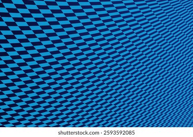 Perspective line square pattern abstract background with copy space over gradient blue. Optical line illusion