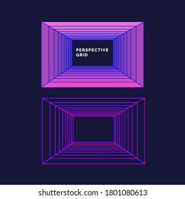 Perspective lines on a dark background. Vector illustration