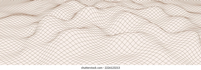 Perspective mesh background. Simple lines on a white background. Vector illustration.