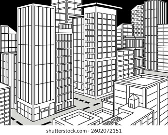 Perspective of Modern City Skyscraper Background Concept
