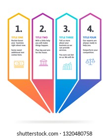 Perspective neon light arrows on white background. Rainbow gradient infographic template. Minimal numbered template for diagram, graph, presentation and more.