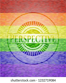 Perspective on mosaic background with the colors of the LGBT flag