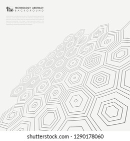 Perspective of pentagonal pattern in black and white background. vector eps10