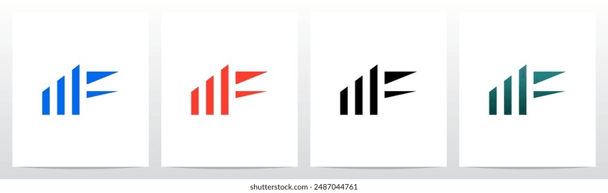 Perspective Pillars Block Behind Letter Initial Logo Design F