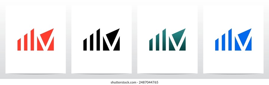 Perspective Pillars Block Behind Letter Initial Logo Design M