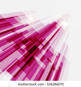 Perspective pink abstract straight lines background, stock vector