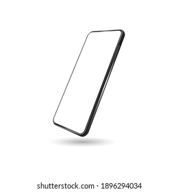 
Perspective realistic smartphone mockup with blank screen on white background. Vector illustration. for print and web elements, game and application layouts.