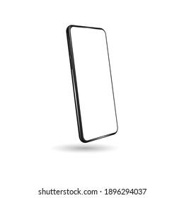 
Perspective Realistic Smartphone Mockup With Blank Screen On White Background. Vector Illustration. For Print And Web Elements, Game And Application Layouts.