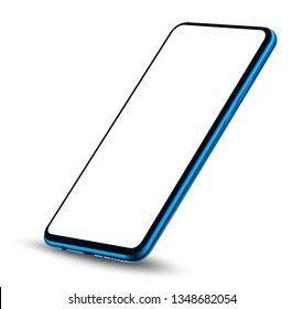 Perspective realistic smartphone mockup transparent screen. Vector illustration for technology mobile application and elementals advertising.