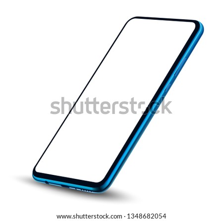 Perspective realistic smartphone mockup transparent screen. Vector illustration for technology mobile application and elementals advertising.