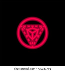 Perspective red glowing neon ui ux icon. Glowing sign logo vector