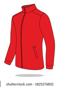 Perspective Red Jacket With Stand Up Collar Vector For Template.