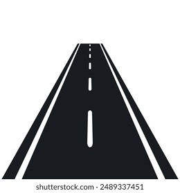 Camino de la Perspectiva, camino al horizonte. Ilustración vectorial aislada.