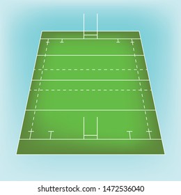 perspective of Rugby Field on a blue background