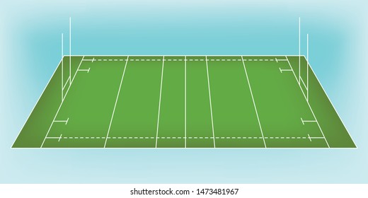 Perspective of Rugby Field on a blue background