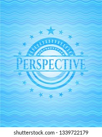 Perspective sky blue water emblem.