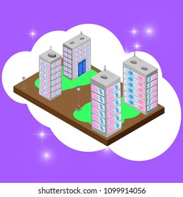 Perspective  skyscraper buildings, city , vector illustration, 3D