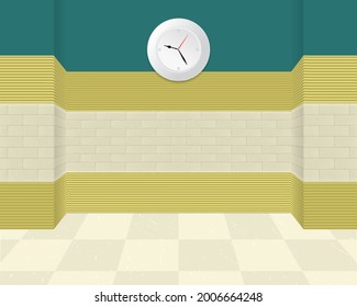 Perspective space room, texturize wall background, wall clock background