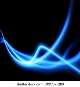 Perspective speed futuristic light ray waves over black background. Abstract high-tech modern border transparent swoosh pattern. Vector illustration