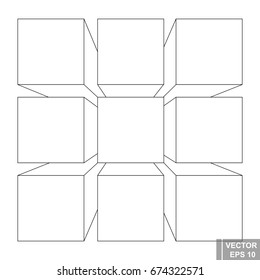 Perspective. Square. Three-dimensional 3D. The outline is isolated on a white background.