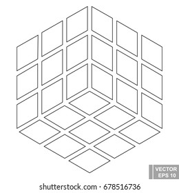 Perspective. Square. Three-dimensional 3D. The outline is isolated on a white background.