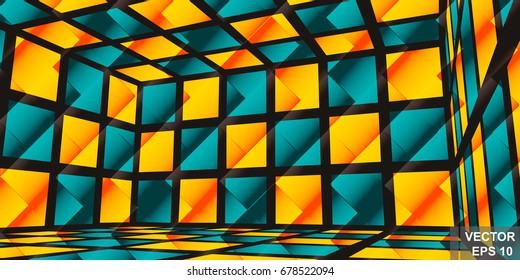 Perspective. Square. Three-dimensional 3D. The outline is isolated on a white background.