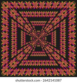 Perspective square vector. Star pattern grid. Geometric tile shape. Abstract illusion form.