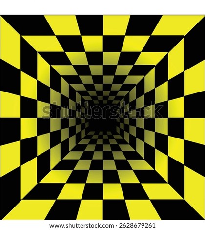 Perspective squares the illusion of a tunnel. Abstract perspective geometric pattern empty box. Endless Tunnel Checkerboard Pattern. Perspective illusion.