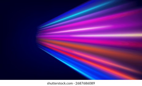 perspective straight neon laser light or streak for futuristic speed