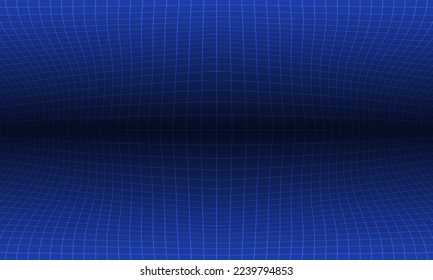 Perspective synthwave grid with depth of field effect. Abstract wireframe landscape. Digital Lines Background. Wide blueprint texture. Grid Party Flyer Background. Vector Illustration.