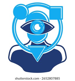 Perspective Taking icon represented by eye, geometric shape Dualtone style.