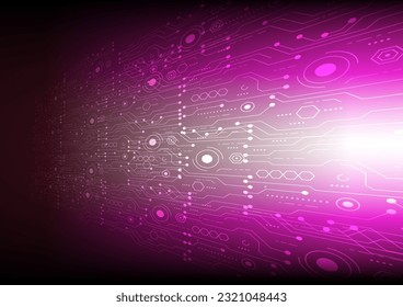 Perspective technology pink background with hi-tech digital data connection, stock vector