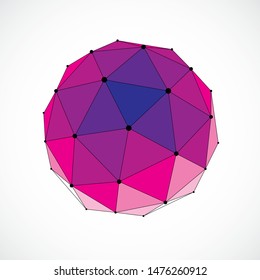 Perspective technology shape with black lines and dots connected, polygonal wireframe object. Abstract faceted element isolated on white for use as design structure on communication technology theme
