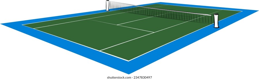 Perspective tennis court. Tennis sport. Tournament tennis court