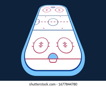 Perspective Vector of ice hockey rink. Textures blue ice. Ice rink. top view. Vector illustration background.