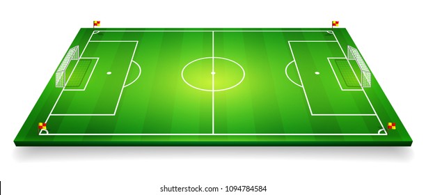 Perspective vector illustration of football field, soccer field. Vector EPS 10. Room for copy.