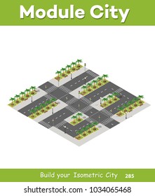 Perspective view from above to the city quarter of the highway intersection of streets urban landscape view town infrastructure