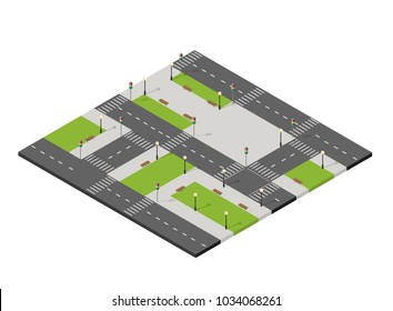 Perspective view from above to the city quarter of the highway intersection of streets urban landscape view town infrastructure