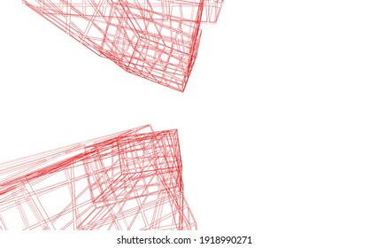 Vista de perspectiva de la arquitectura abstracta moderna vector 3d ilustración